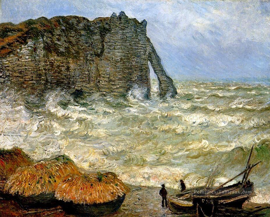 Etretat Mer Rough Claude Monet Peintures à l'huile